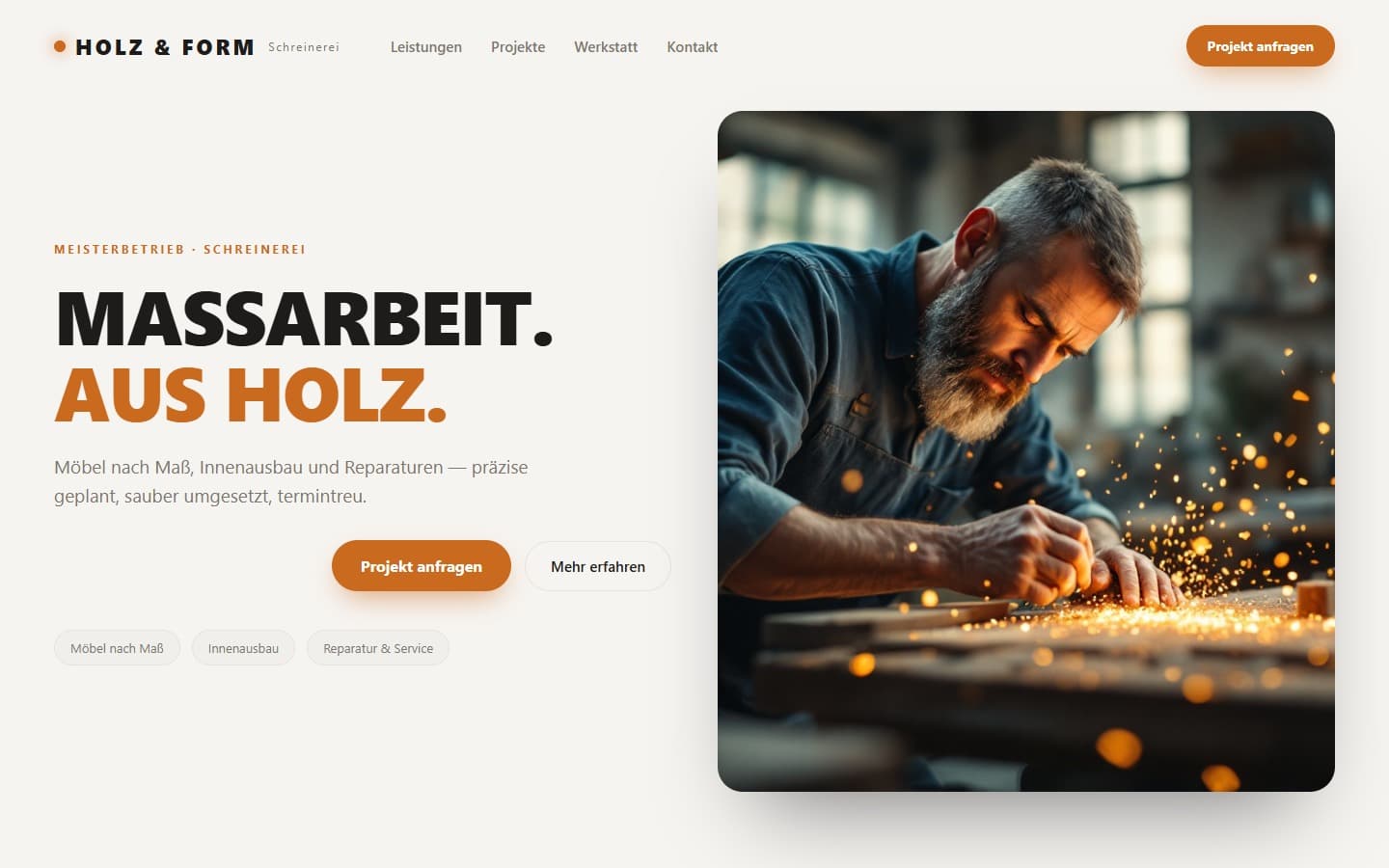 Demo-Website für Handwerk — in Nyxor gebaut