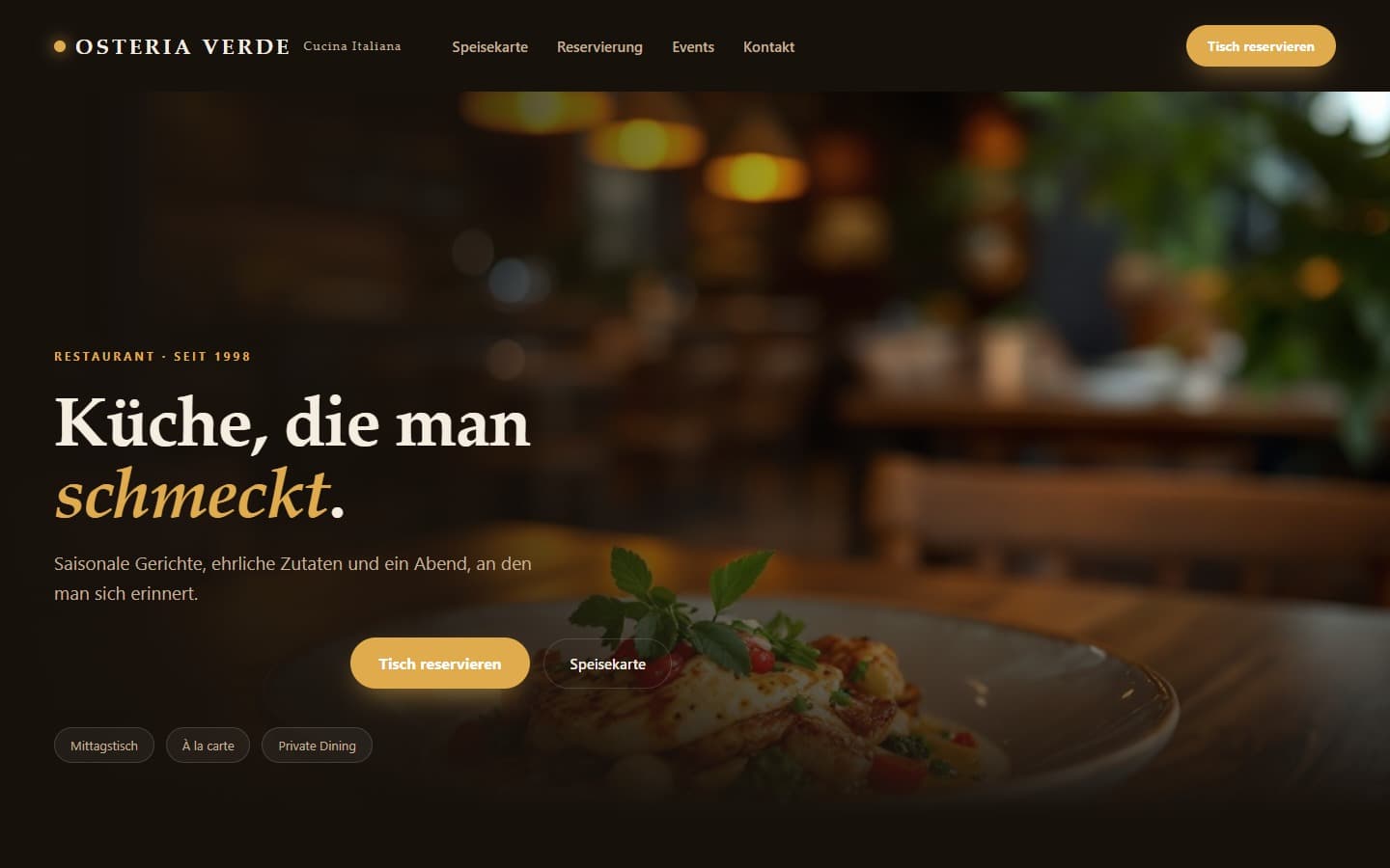 Demo-Website für Restaurant — in Nyxor gebaut